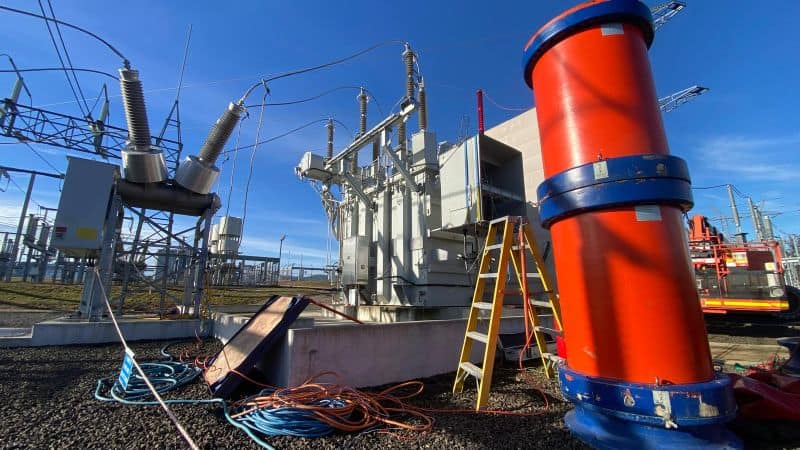 Megavar HV substation maintenance crew at work